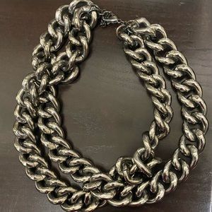 Chunky Gunmetal Double Chain-Link Necklace